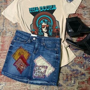 XS Hand Sewn Patchwork Denim Skirt